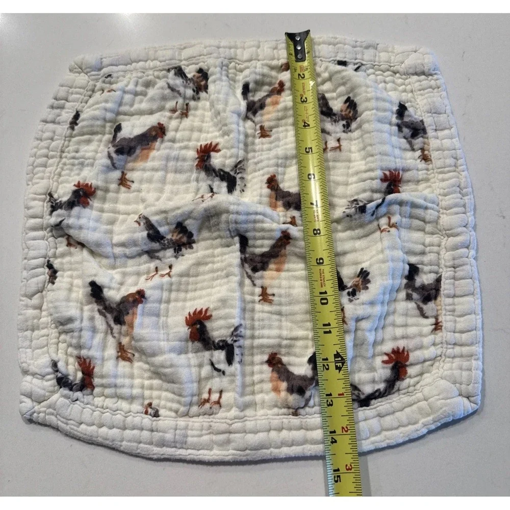 Milkbarn Bamboo Blend Chicken Print Burp Cloth Tiny‎ Lovey Country Farm Cottage